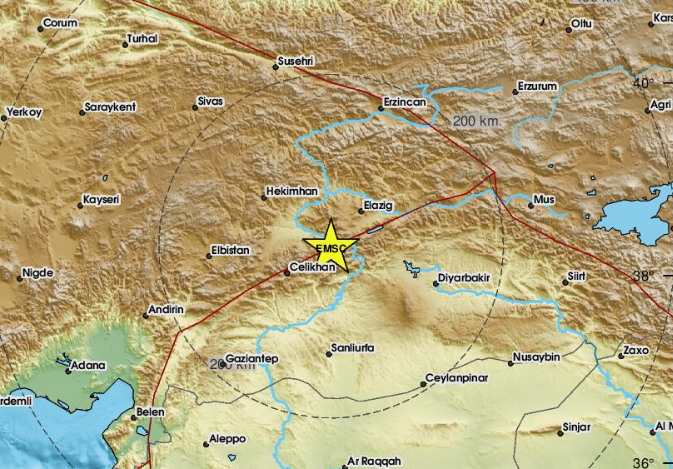 Σεισμός 5,9 Ρίχτερ στην Ανατολική Τουρκία κοντά στα Σύνορα με τη Συρία